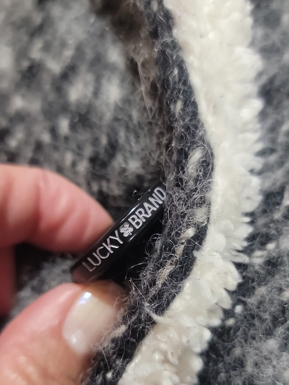 Lucky Brand Marled Wool Coat with Sherpa Trim